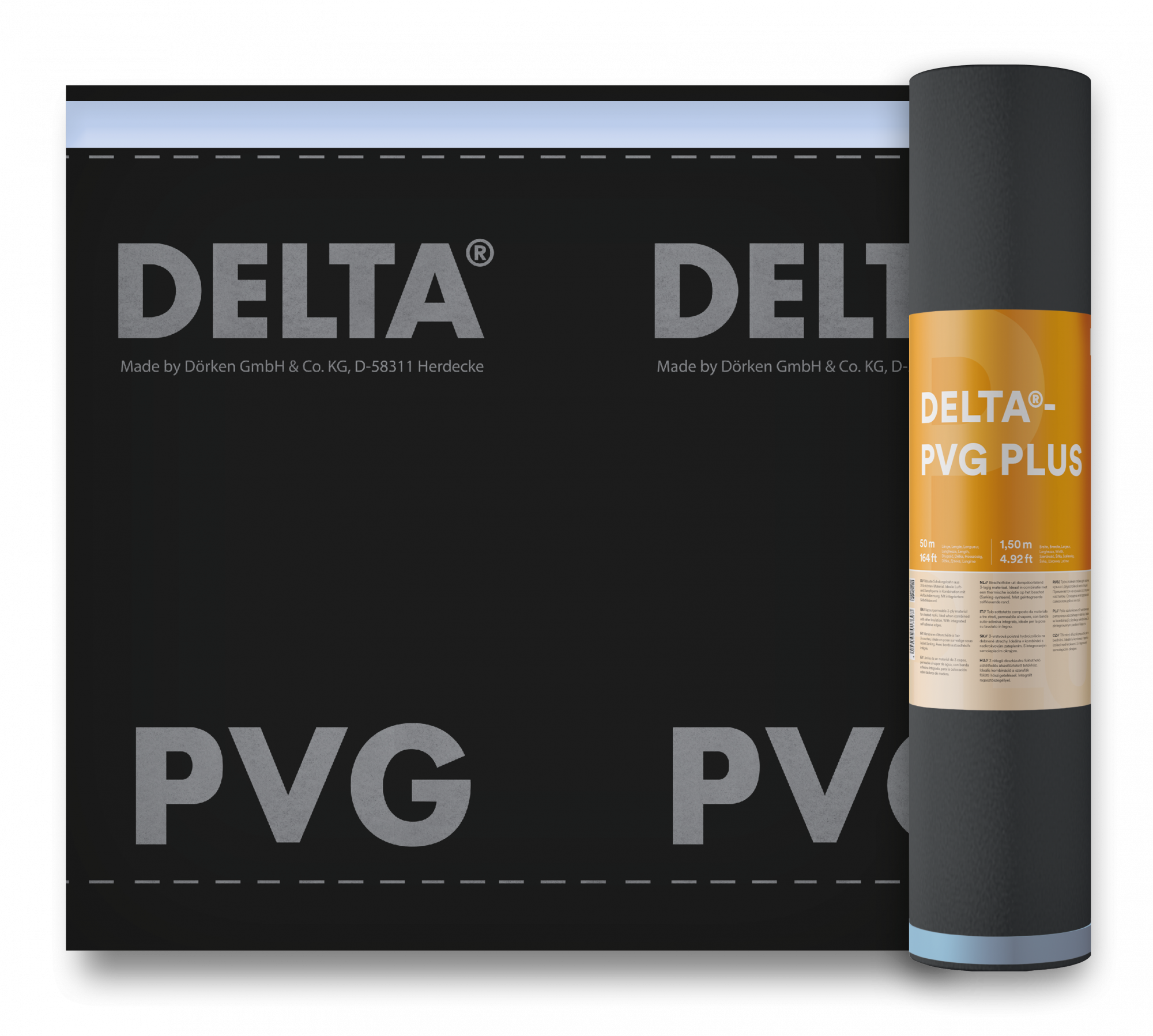 DELTA-PVG PLUS гидро- и пароизоляционная плёнка с двумя зонами проклейки, Sd=20 м