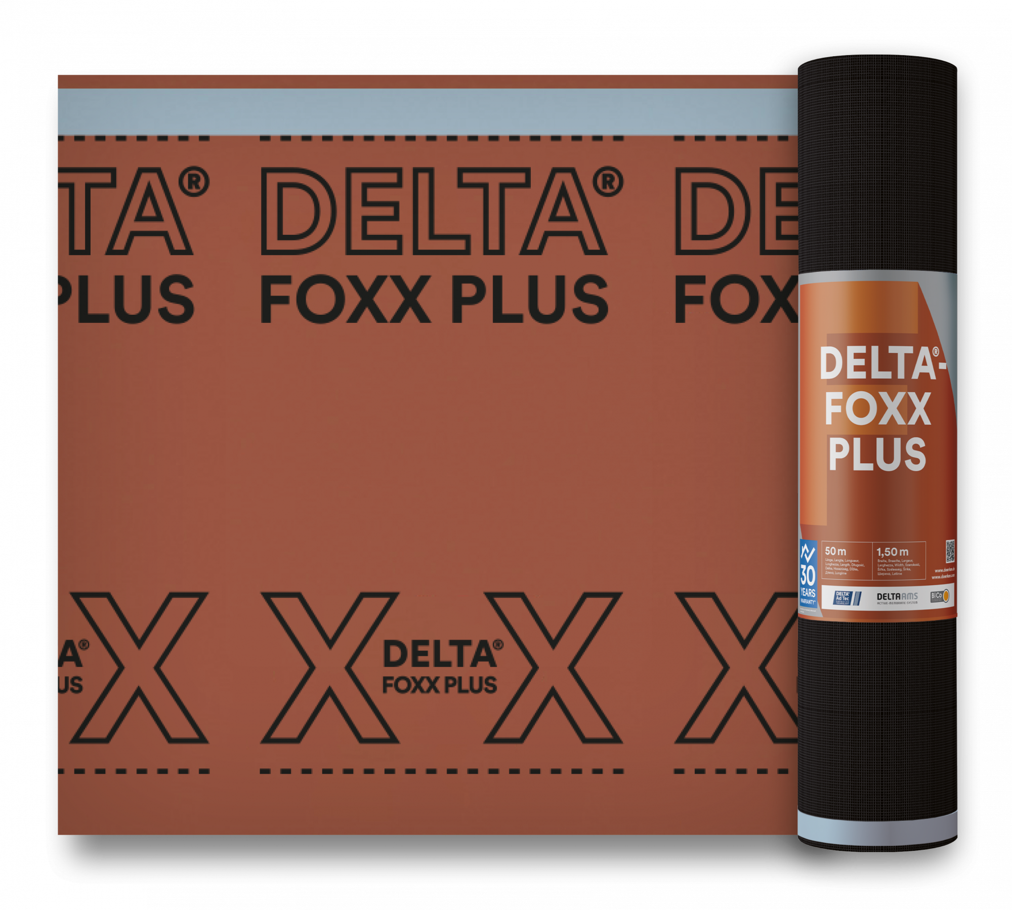 DELTA-FOXX PLUS диффузионная мембрана для пологих скатов с двумя зонами проклейки, Sd=0,02 м